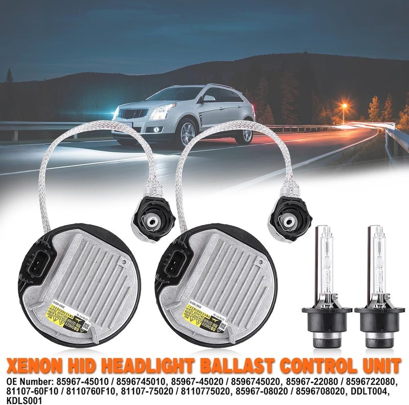 Slakerbe 2 PCS Xenon HID Ballast Headlight Control Unit Module D4S/D4R with Igniter & Cable - Image 2