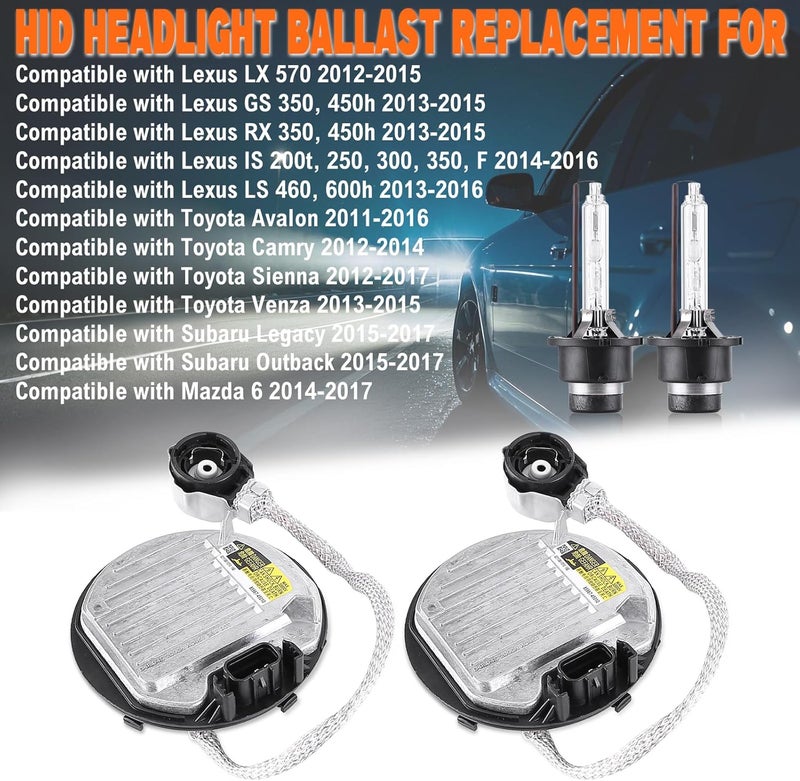 Slakerbe 2 PCS Xenon HID Ballast Headlight Control Unit Module D4S/D4R with Igniter & Cable - Image 3