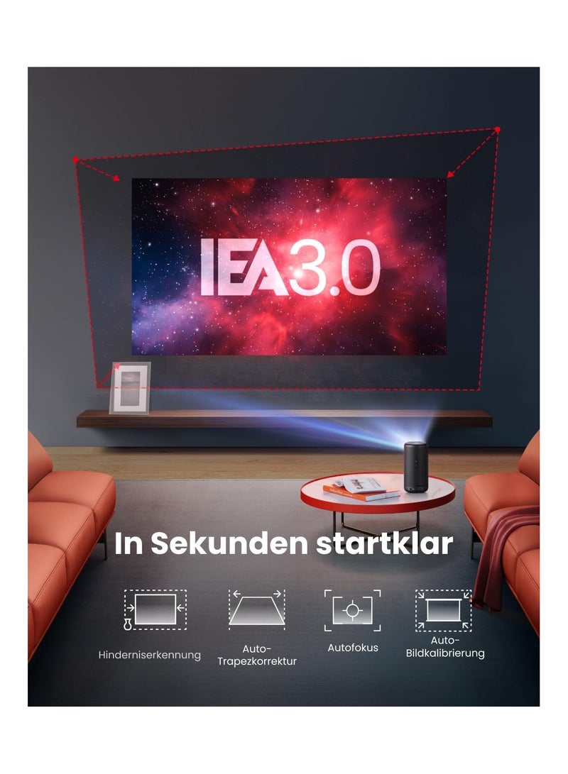 نيبولا Nebula Capsule3 Mini Projector, Smart Projector, 1080p, WiFi, 200 ANSI Lumens, Portable Projector, with GTV, Netflix Pre-installed, Dolby Digital, 120 Inch Picture, Built-in Battery, 2.5 Hours D2425 Black - Image 5
