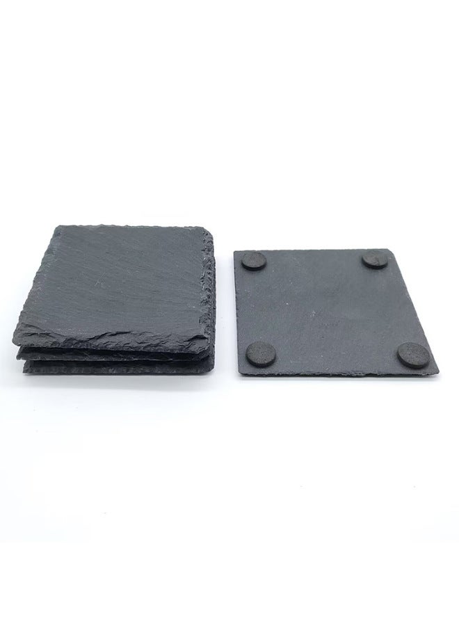 Direct Black Slate 4-piece Square Coaster Suit (including Bubble Bag Aircraft Box)-Color:Hexagon 4 Pieces  - Image 4