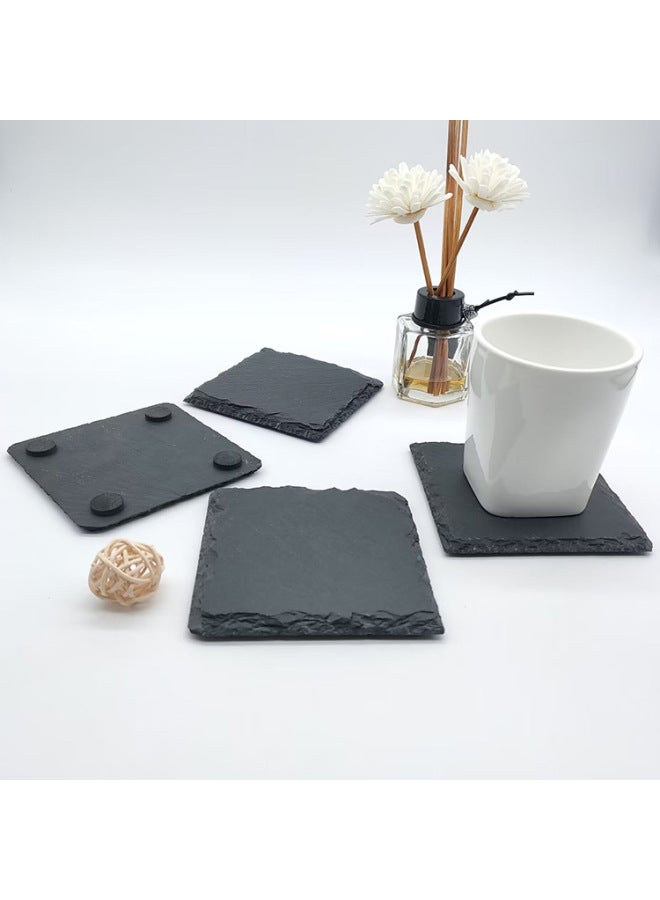 Direct Black Slate 4-piece Square Coaster Suit (including Bubble Bag Aircraft Box)-Color:Hexagon 4 Pieces  - Image 3