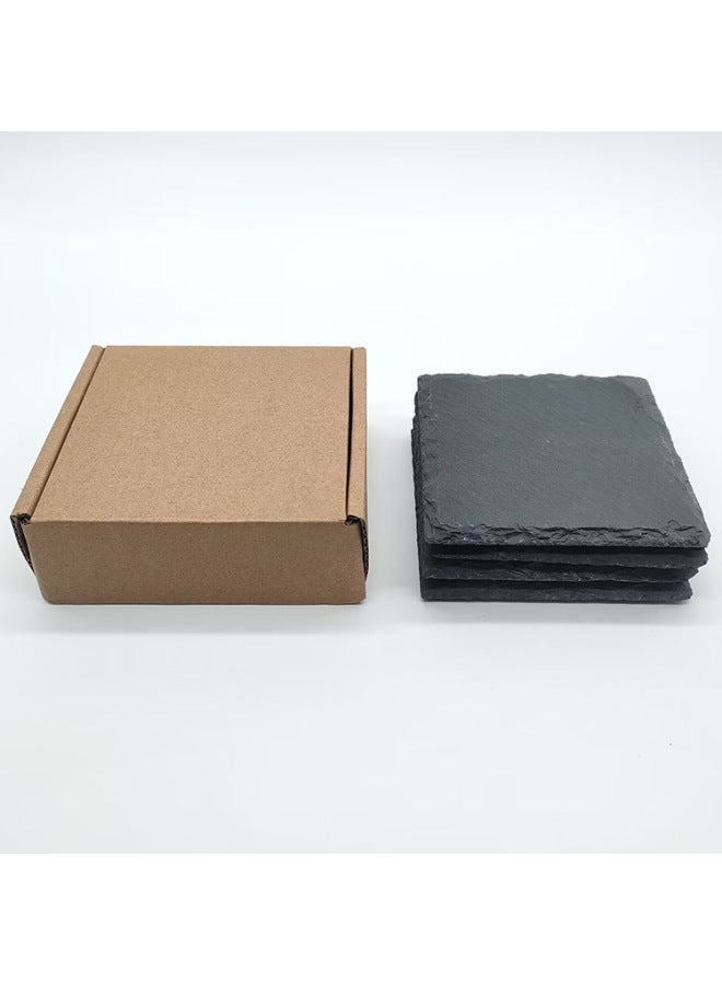 Direct Black Slate 4-piece Square Coaster Suit (including Bubble Bag Aircraft Box)-Color:Hexagon 4 Pieces  - Image 5