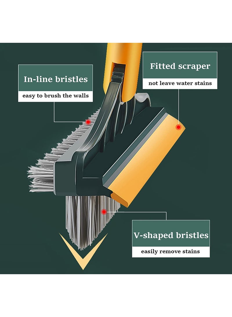 Baker's Signature - Bathroom Cleaning Brush with Wiper 3 in 1 Tiles Cleaning Brush Floor Scrub Bathroom Brush with Long Handle Bathroom Floor Cleaning Brush Home Kitchen - Image 1