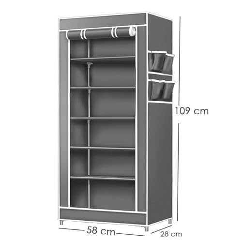 Jaffix Multipurpose Baby Wardrobe/Cabinet/Multipurpose Storage Rack, Foldable, Collapsible Fabric Wardrobe Organizer for Clothes (Plastic and Non Woven Fabric) (6- Layer, Grey) - Image 3