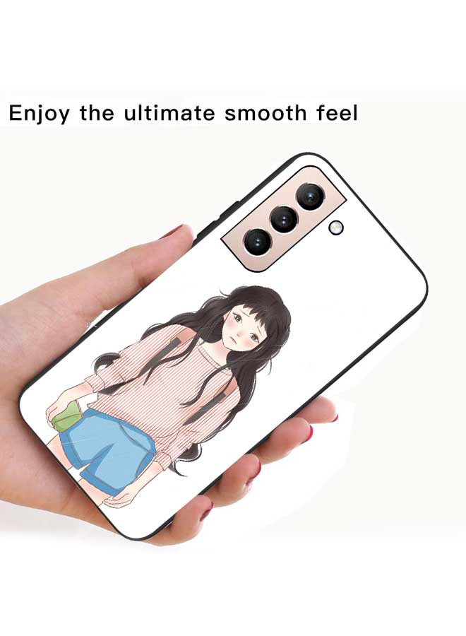OKTEQ TPU Protection and Hybrid Rigid Clear Back Cover Case Cute Girl Crying for Samsung Galaxy S22 5G