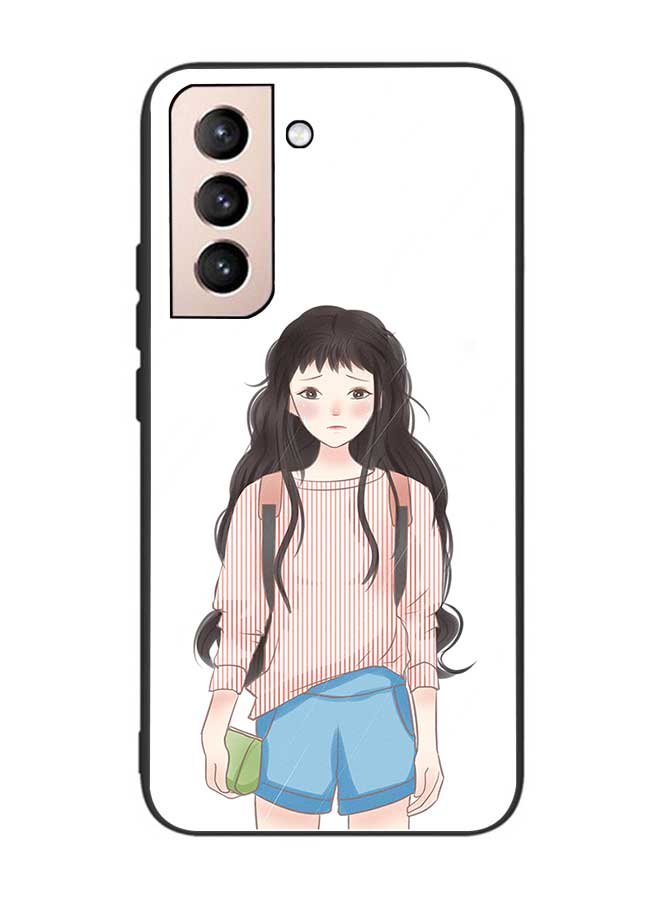 OKTEQ TPU Protection and Hybrid Rigid Clear Back Cover Case Cute Girl Crying for Samsung Galaxy S22 5G
