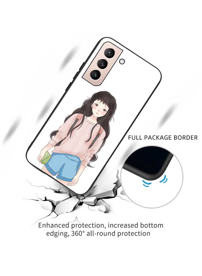 OKTEQ TPU Protection and Hybrid Rigid Clear Back Cover Case Cute Girl Crying for Samsung Galaxy S22 5G