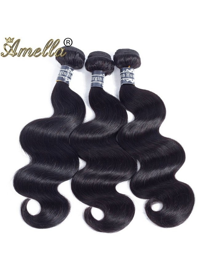 Amella Hair 8A Brazilian Body Wave Human Hair 3 Bundles With Lace Closure (18" 20" 22"+16"Closure,Three Part,Natural Black)100% Unprocessed Brazilian Body Wave Human Hair Weave With Lace Closure - Image 3