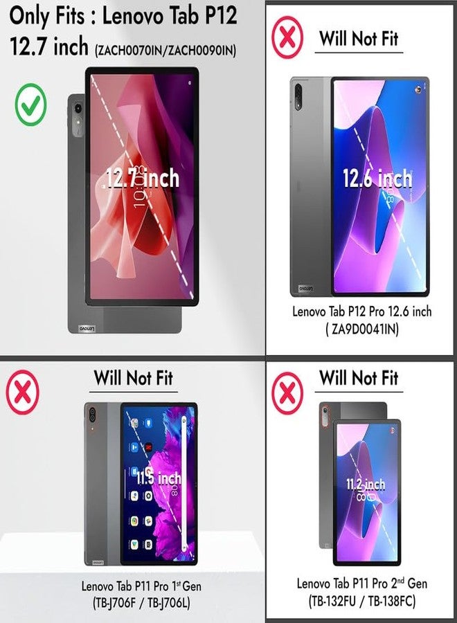 Robustrion Cover for Lenovo Tab P12 12.7 inch Cover Case, Flip Stand Cover Case for Lenovo Tab P12 Tablet [Supports Auto Sleep Wake] - Black - Image 2