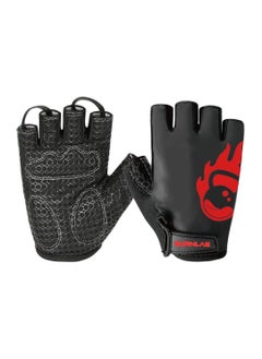 BURNLAB Flex Gym Gloves for Men and Women - Ideal for Weightlifting, Cycling, Crossfit, Offers Good Grip and Soft Padding Black and Red