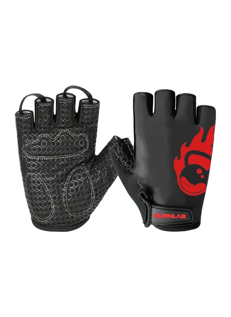 BURNLAB - BURNLAB Flex Gym Gloves for Men and Women - Ideal for Weightlifting, Cycling, Crossfit, Offers Good Grip and Soft Padding Black and Red - Image 1