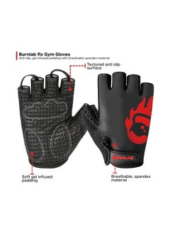 BURNLAB Flex Gym Gloves for Men and Women - Ideal for Weightlifting, Cycling, Crossfit, Offers Good Grip and Soft Padding Black and Red - pzsku/ZA56A374F6CCEF38C764FZ/45/_/1715081314/328ab1fd-7946-4148-a4ab-c3545f21f300