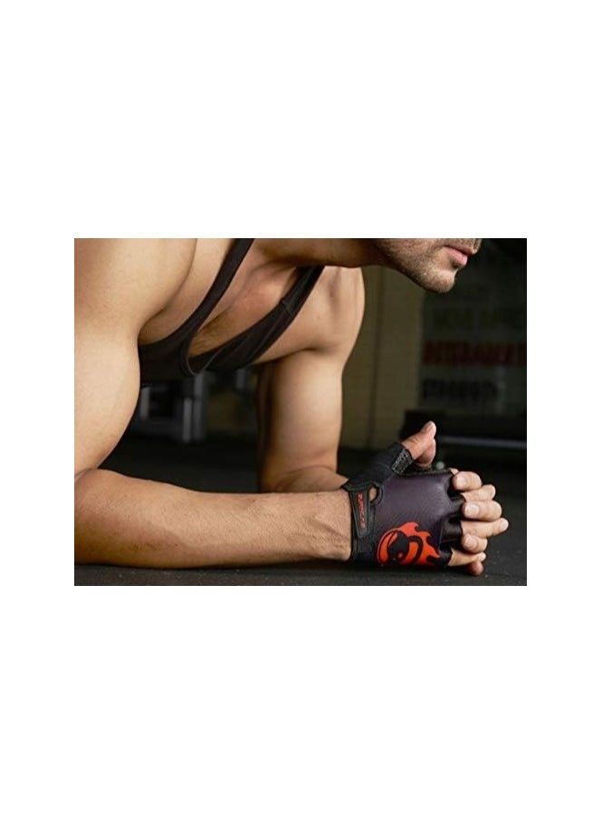 BURNLAB - BURNLAB Flex Gym Gloves for Men and Women - Ideal for Weightlifting, Cycling, Crossfit, Offers Good Grip and Soft Padding Black and Red - Image 1
