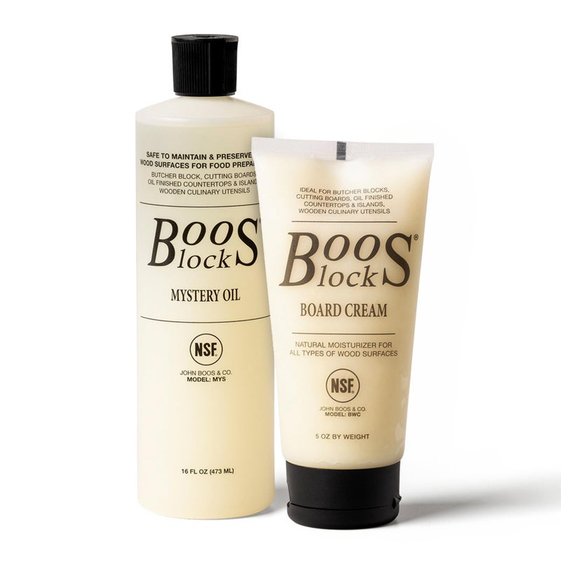 John Boos 2-Piece Care Set, 16 oz Mystery Oil & 5 oz Board Cream - All-Natural Maintenance Formula for Butcher Blocks, Cutting Boards, Wooden Countertops & Wood Utensils - Image 1