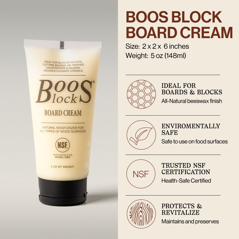 John Boos 2-Piece Care Set, 16 oz Mystery Oil & 5 oz Board Cream - All-Natural Maintenance Formula for Butcher Blocks, Cutting Boards, Wooden Countertops & Wood Utensils - Image 4