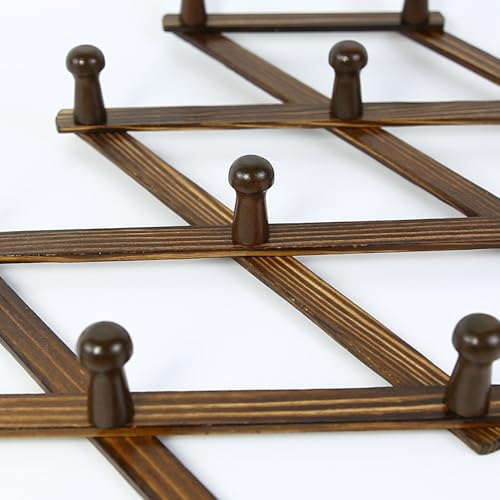AMAPON Accordion Style Expandable Wall Wooden Coat Rack 13 Hooks (Pegs) Hang Hats Jackets Coffee Mug Purses Necklaces Towels Cap Leash Scarves Data Line Kitchenware (Walnut Color) - Image 4