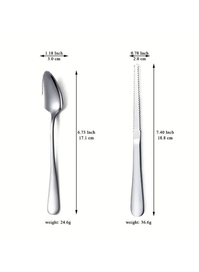 Stainless Steel Grapefruit Spoon And Knife Set 3 Pieces - Image 3