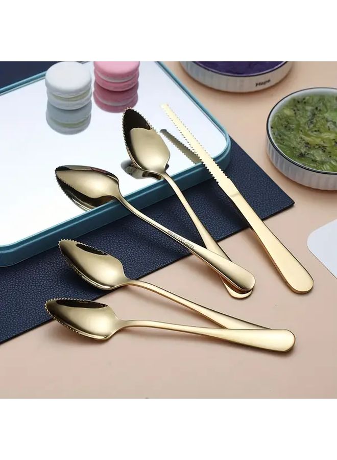 Stainless Steel Grapefruit Spoon And Knife Set 3 Pieces - Image 4