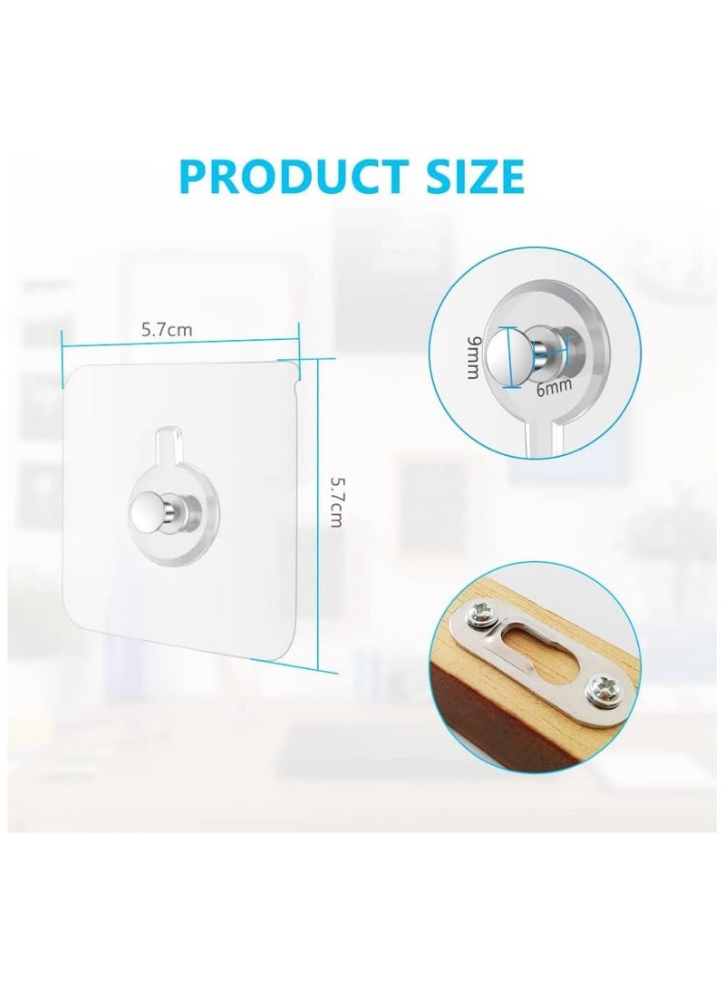 sokany 12 PCS Picture Hooks, Self-Adhesive Sticky Hooks for Hanging Pictures, Adhesive Hooks Without Nails Heavy Duty for Living Room, Bedroom, Bathroom, Picture Hangers for Glass, Frames, Mirrors (Clear)  - Image 2