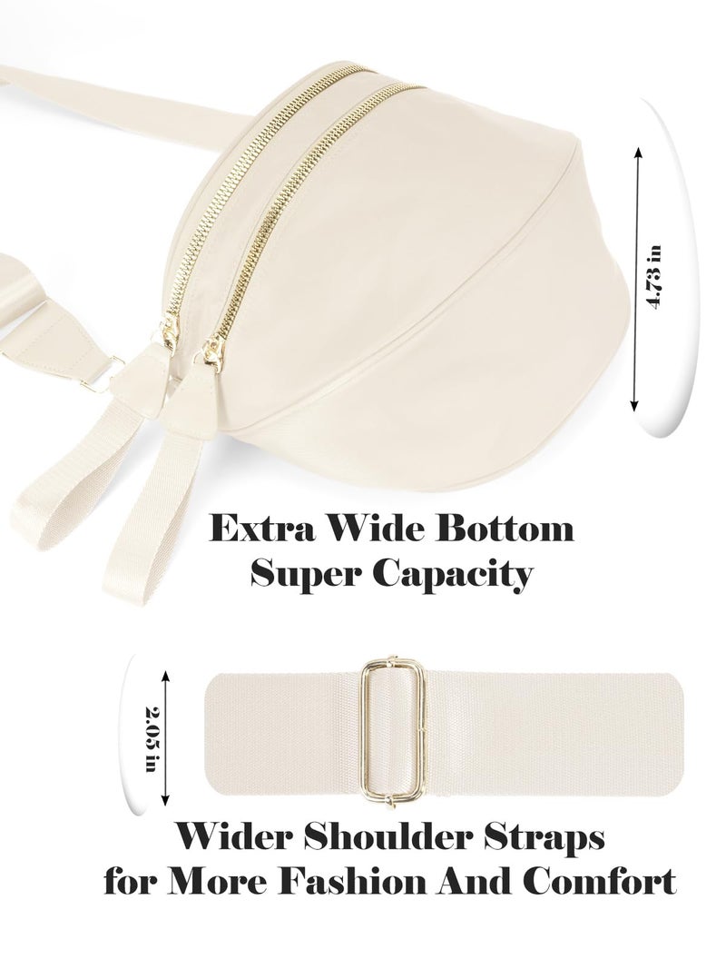 MEISEY Pure Colour Crossbody Bag Bum Bag for Women,Spacious Purse Fanny Packs Belt Bag,Oversized Bum Bag (Colour Bum Bag-Beige) - Image 5