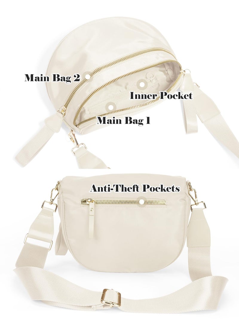 MEISEY Pure Colour Crossbody Bag Bum Bag for Women,Spacious Purse Fanny Packs Belt Bag,Oversized Bum Bag (Colour Bum Bag-Beige) - Image 4
