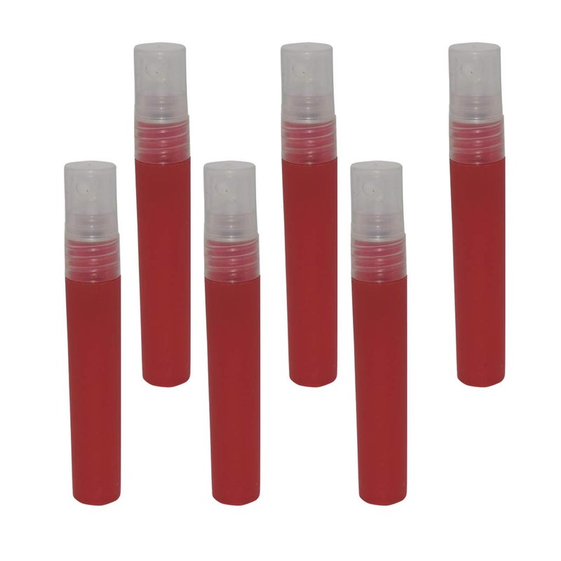 Hunky Dory Red 10ml Empty Plastic Pocket Pen Spray Bottle Refillable Bottle Sanitizer Toner Perfume Attar Lotion Moisture Oil Pack of 6 - Image 1
