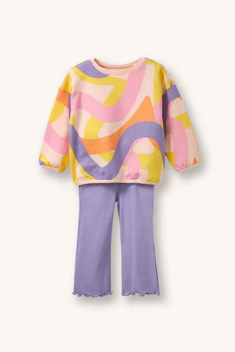 ديفاكتو Baby Girl Basic Sweatshirt Fabric 2 Piece Set
