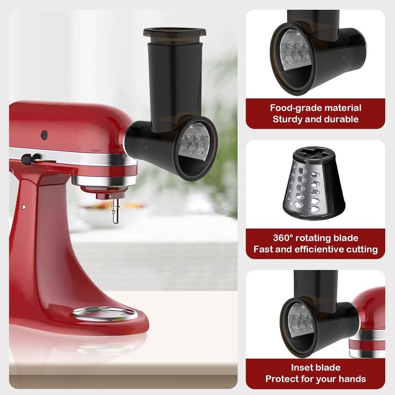 Akiosk Meat Grinder & Slicer Shredder Attachments for KitchenAid Stand Mixer, Meat Grinder with 2 Size Sausage Stuffer Tubesand and 4 Types Slicer Shredder Combination Set for Mincing Meat/Chopping Food - Image 4