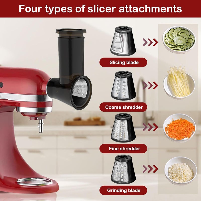 Akiosk Meat Grinder & Slicer Shredder Attachments for KitchenAid Stand Mixer, Meat Grinder with 2 Size Sausage Stuffer Tubesand and 4 Types Slicer Shredder Combination Set for Mincing Meat/Chopping Food - Image 5