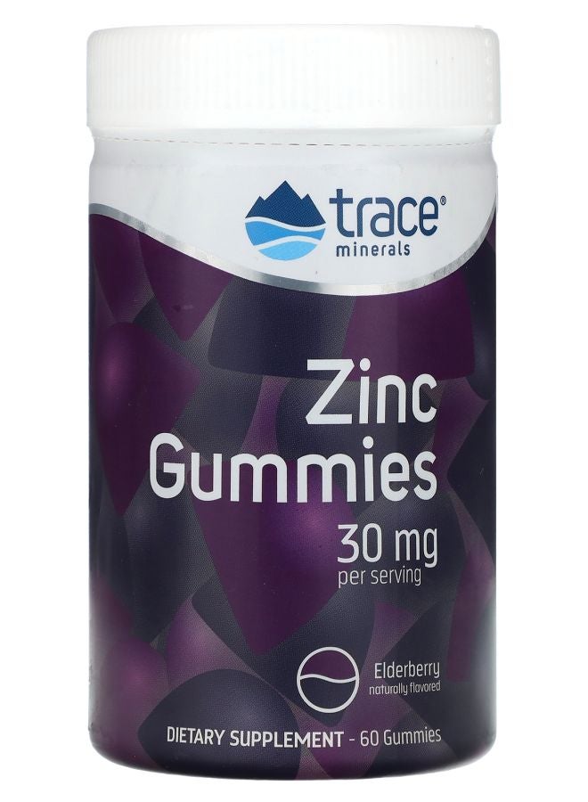 Trace Minerals Zinc Gummies Elderberry 30 mg 60 Gummies (15 mg per Gummy)