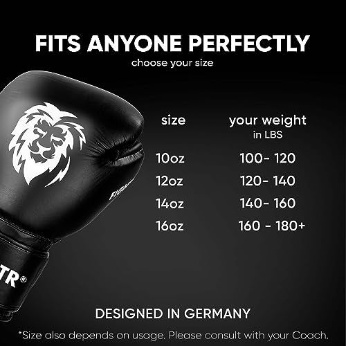 FIGHTR Pro Boxing Gloves Made of Genuine Leather Men and Women for Boxing MMA Muay Thai Kickboxing Martial Arts 10 12 14 16 oz incl Carrying Bag - Image 3