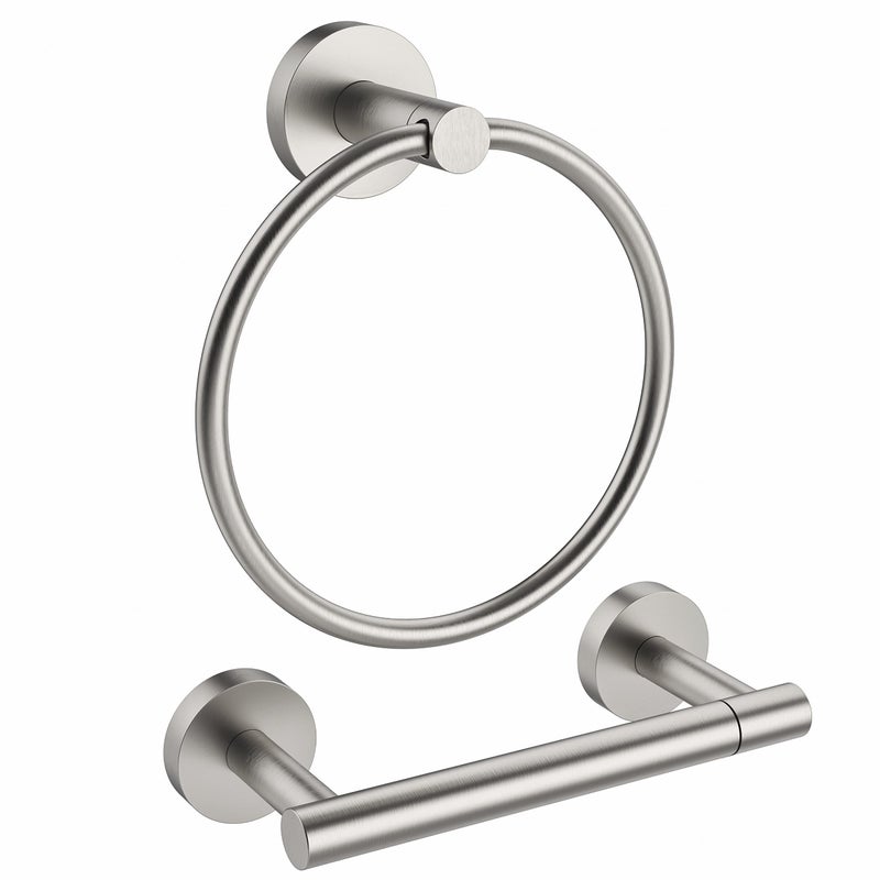 RARXTR Brushed Toilet Paper Holder  Towel Ring SUS304 Stainless Steel 2pc Bathroom Hardware Set with Double Post Pivoting Toilet Paper Roll Holder Wall Mount  Bathroom Towel Holder Set