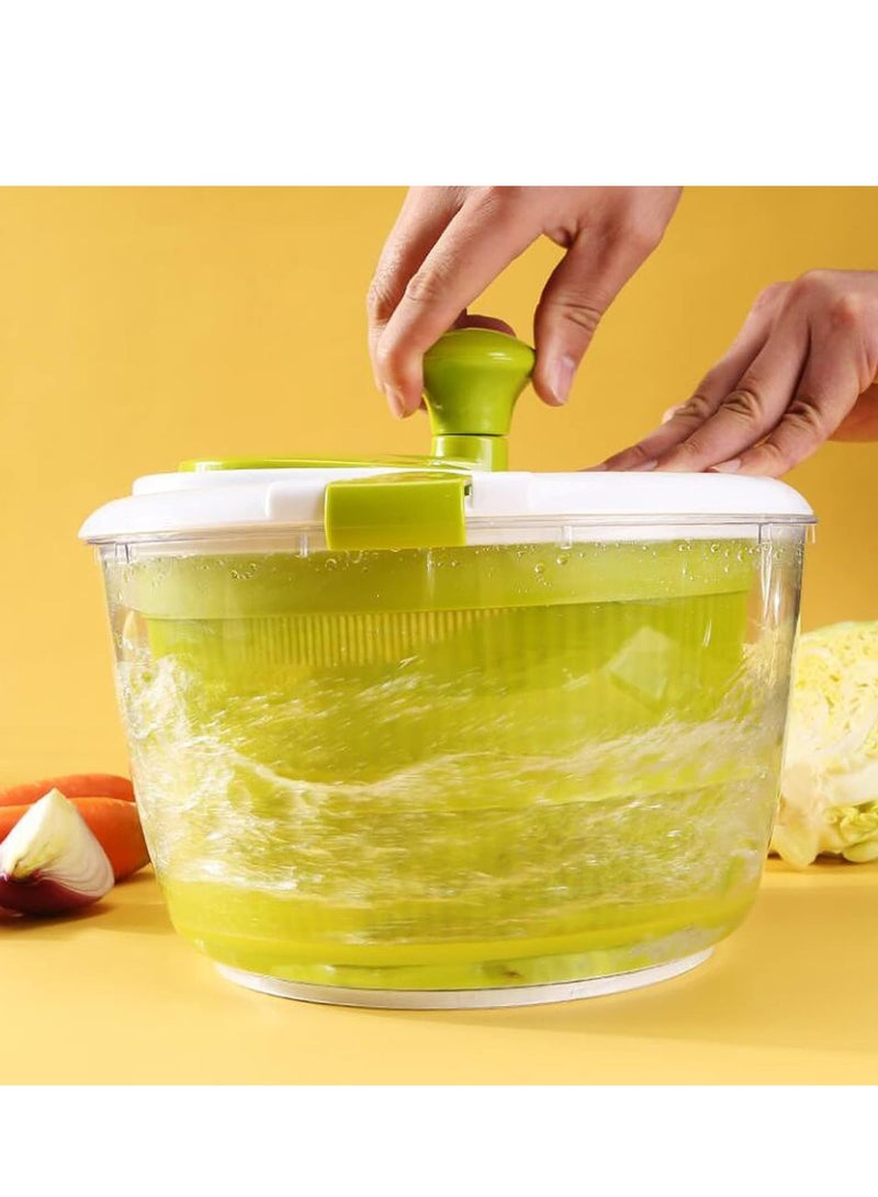 JAJEEK Salad Vegetable Dehydrator Salad Rotor with Handle - Manual Lettuce Washing Machine & Dry Clothing Machine, Easy Water Drainage, Green Color - Image 4
