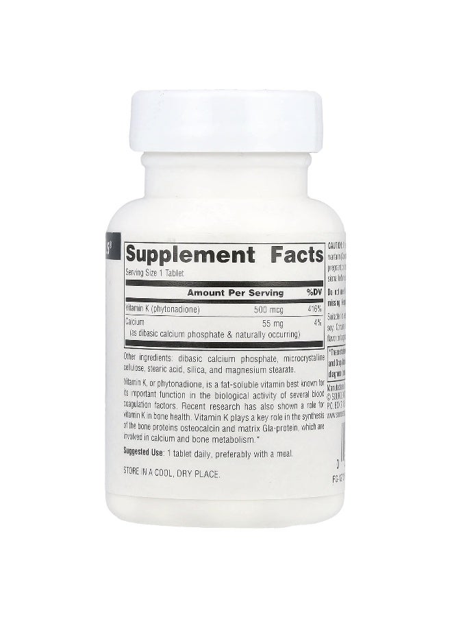 Source Naturals Source Naturals, Vitamin K, 500 mcg, 100 Tablets  - Image 2