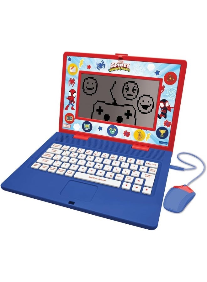 Lexibook Spidey and His Amazing Friends Educational Bilingual Laptop for Kids French/English Learning Toy with 170 Interactive Activities, Large Screen Children's Learning Computer, Math, Logic, Typing Skills, Clock Reading, Music and Games, Red/Blue STEM Laptop for Boys and Girls - Image 1