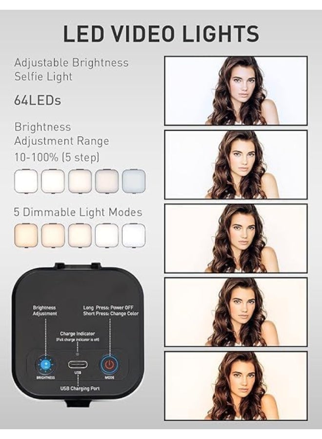 64 LED Rechargeable Selfie Ring Light – 7 Lighting Modes with Clip for iPhone, Mobile, Laptop – Perfect for TikTok, Video Calls & Photography  - Image 4