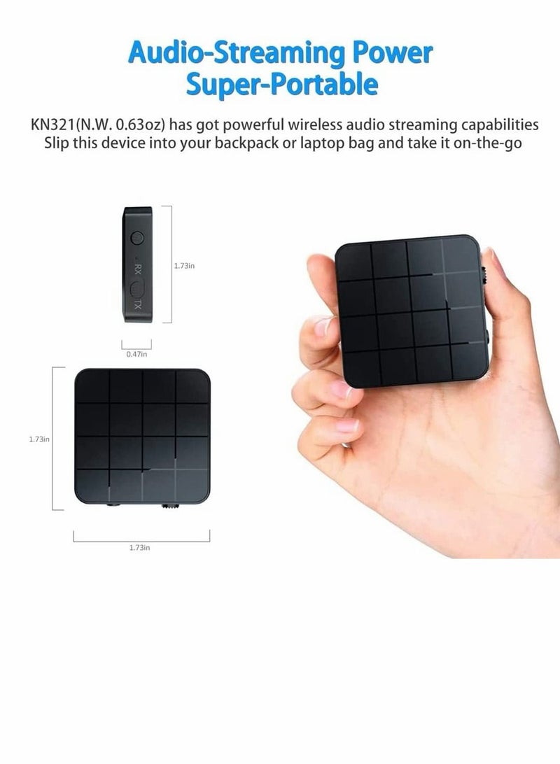 SYOSI Bluetooth 5.0 Audio Transmitter Receiver Adapter, 2-in-1 Wireless 3.5mm Audio Adapter, APTX Low Latency Stereo Audio Adapter for Home Sound System TV PC Tablet Speaker Headphone, 1 Pcs - Image 4