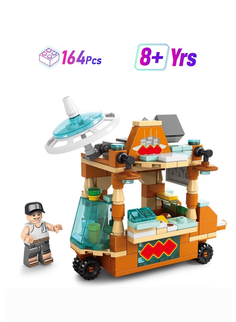 Stinky Tofu Cart 164pcs, Street Series Building Block Assembly Kit Game And Engineering Toys, Home Decoration, Architectural Model Creative Gift - Image 1