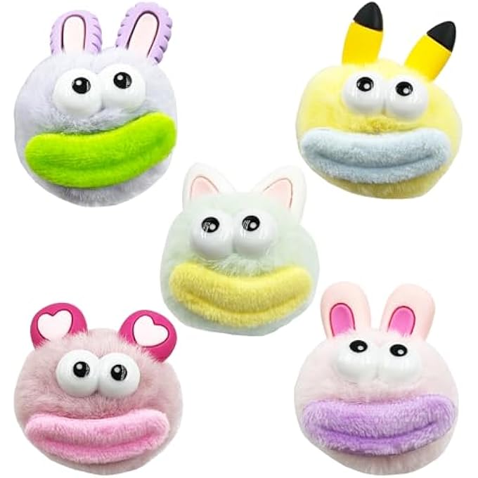 Stitch-Witch Funny Valentines Day Gifts, Furry Worry Monster Pocket Hug, Emotional Support Gifts, Stress Ball, Squeeze Ball (5pcs Pack Worry Monsters with Ears) - Image 2