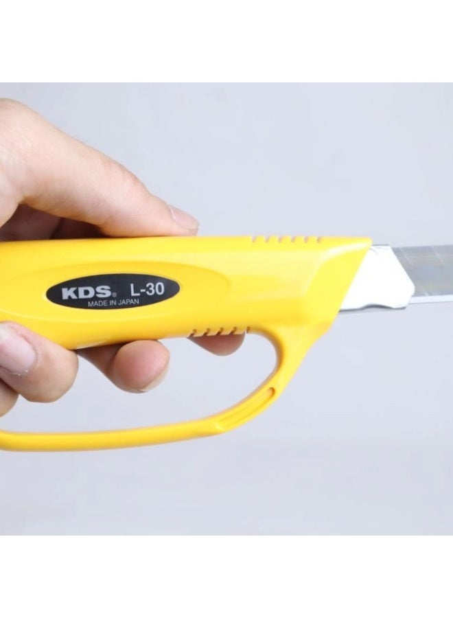 KDS L-30 18mm Finger Guard Cutter Screw Lock Utility Knife (1+2 Blades) – Yellow - Image 5
