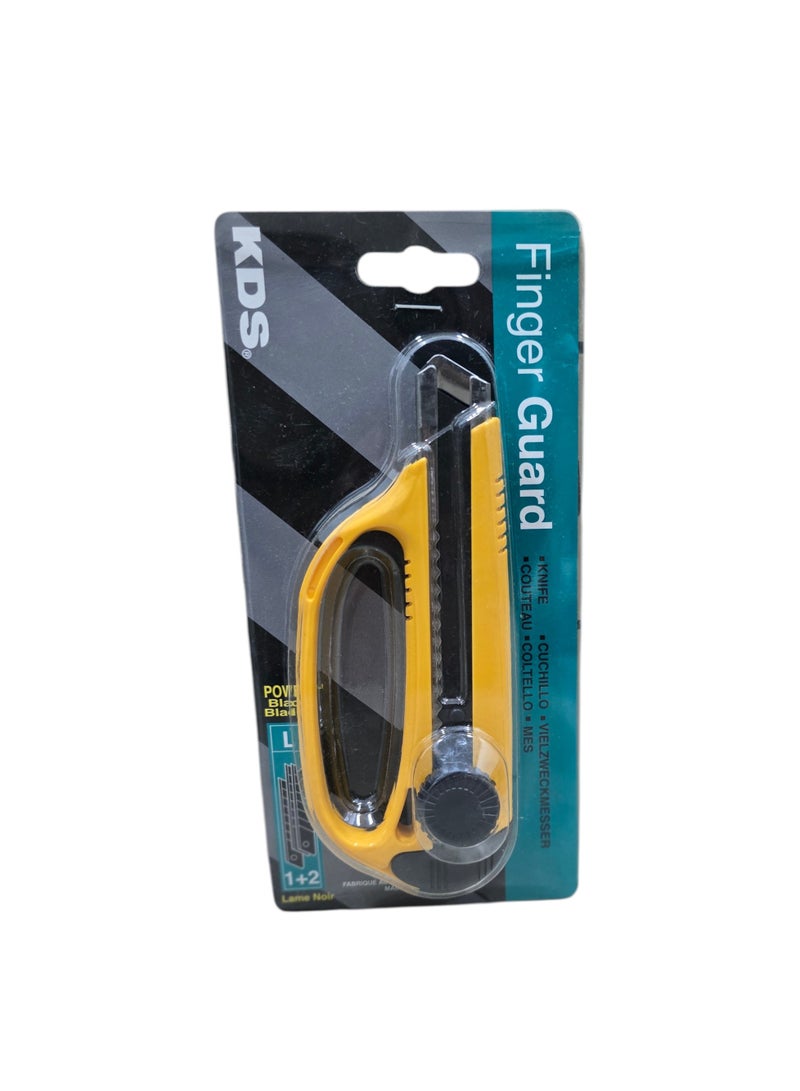 KDS L-30 18mm Finger Guard Cutter Screw Lock Utility Knife (1+2 Blades) – Yellow - Image 3