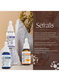 Sefralls 3-Pack Vitamin C Facial Serum For Face, Retinol Serum for Face and Hyaluronic Acid Serum For Anti Aging & Wrinkle, Age Defying Facial Serum, Firming & Hydrating for Face, Boost Skin Collagen,Hydrate  - Image 2