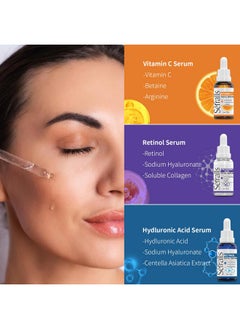 Sefralls 3-Pack Vitamin C Facial Serum For Face, Retinol Serum for Face and Hyaluronic Acid Serum For Anti Aging & Wrinkle, Age Defying Facial Serum, Firming & Hydrating for Face, Boost Skin Collagen,Hydrate  - Image 4