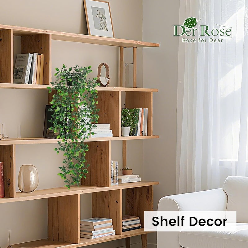 Der Rose Fake Hanging Plants Artificial Potted Plants Indoor and Outdoor for Office Living Room Bathroom Wall Shelf Decor (1Pack) - Image 3