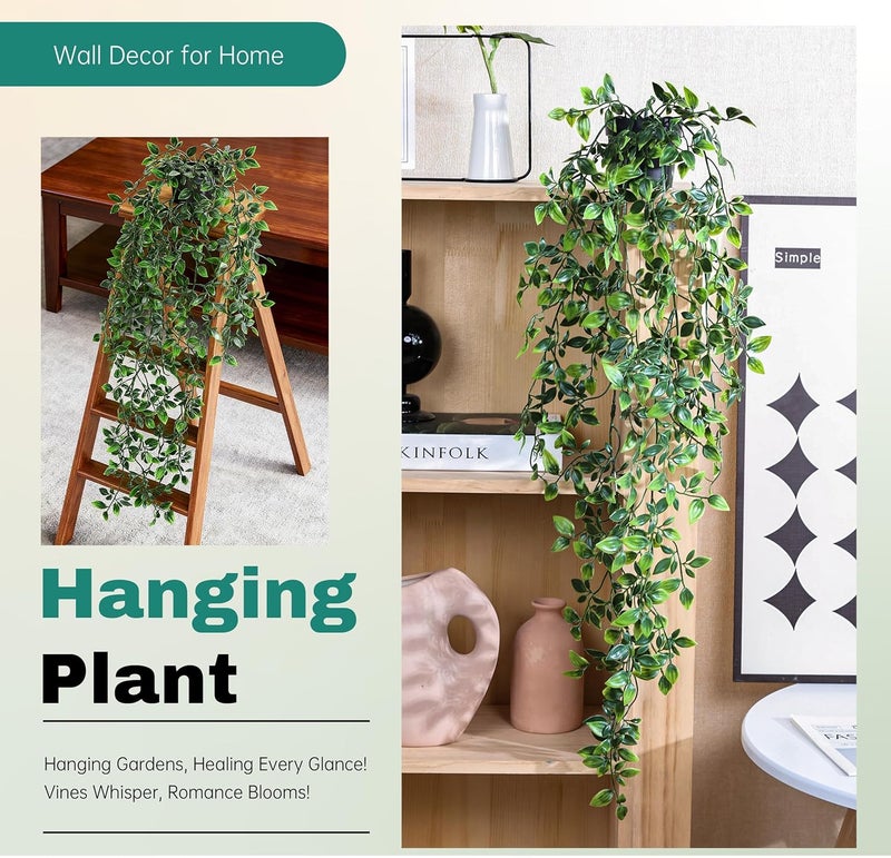 Der Rose Fake Hanging Plants Artificial Potted Plants Indoor and Outdoor for Office Living Room Bathroom Wall Shelf Decor (1Pack) - Image 5
