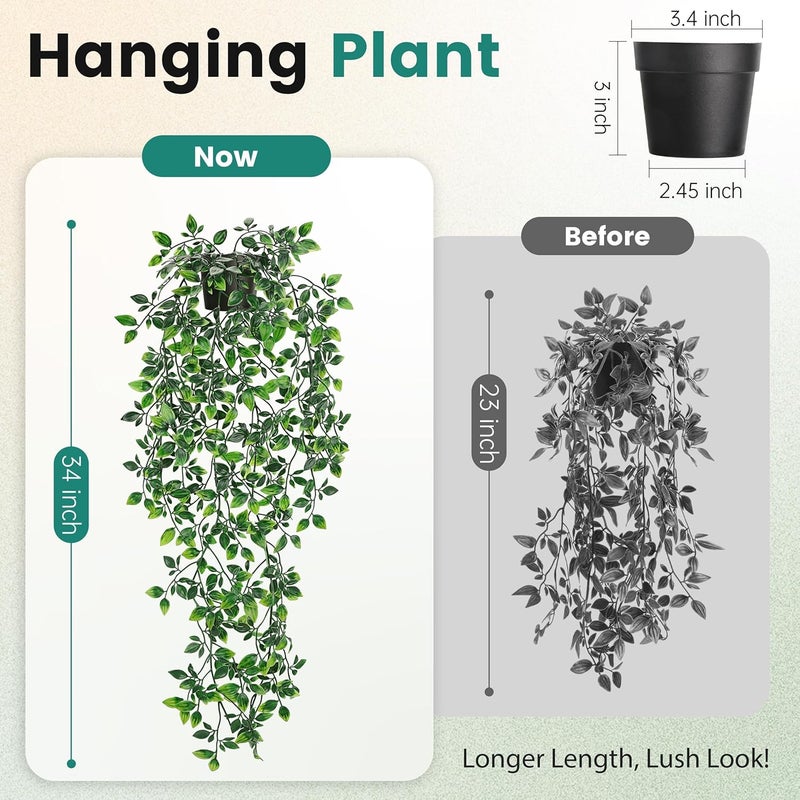Der Rose Fake Hanging Plants Artificial Potted Plants Indoor and Outdoor for Office Living Room Bathroom Wall Shelf Decor (1Pack) - Image 1