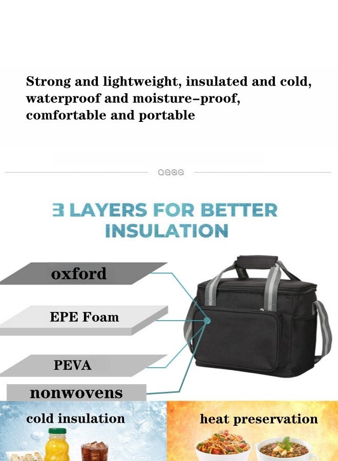 XiuWoo Large Capacity Lunch Bag Thickened Outdoor Oxford Cloth Thermal Insulation and Cold Insulation , 15L , 31*19*23 CM - Image 4
