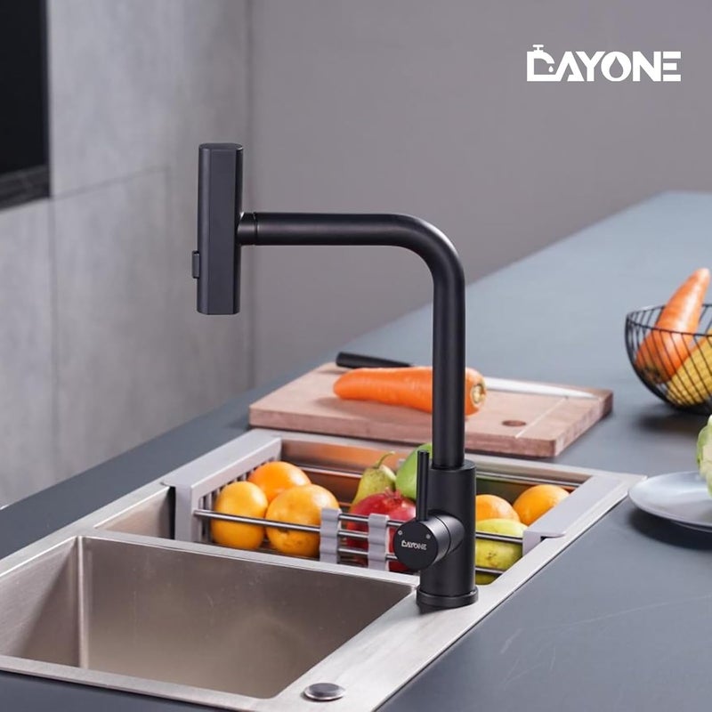 DAYONE Waterfall Kitchen Faucet Matte Black SUS304 Stainless Steel 360 Rotatable Kitchen Sink Tap SingleLever Kitchen Water Mixer with Swivel Pull Out Spout 2546 - Image 2