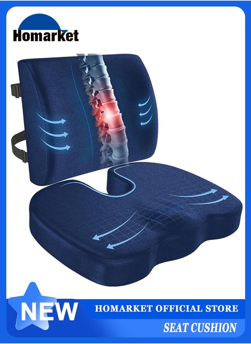 HomarKet - 2-Piece Multipurpose Memory Foam Seat Cushion and Lumbar Support Pillow Set - Image 1