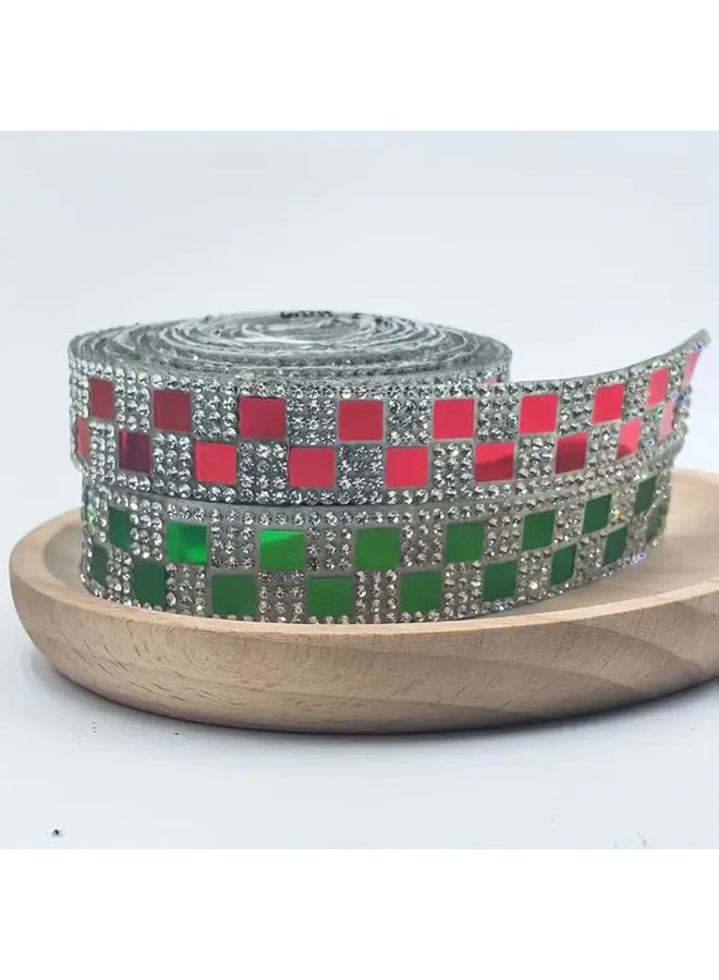 Red Sparkling Glass Bead Rhinestone Ribbon Sticker For DIY Crafts Wedding Decor - Image 1